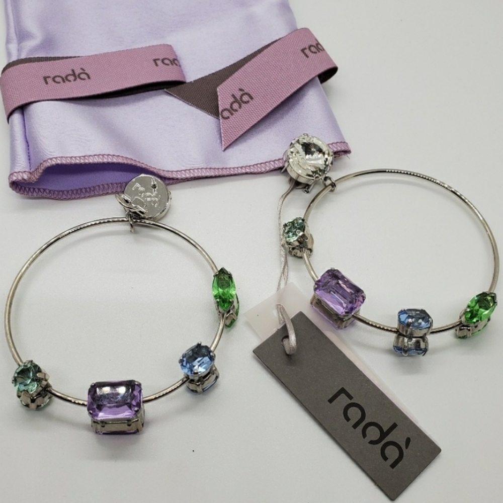 NWT Rada Signed Italian Designer Anthropoligie Large Hoop Earrings
